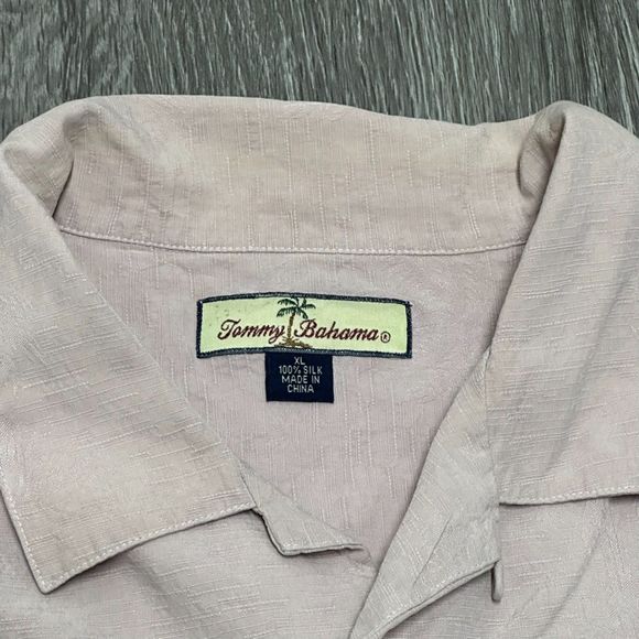 Tommy Bahama Silk Button Up Shirt Mens Extra Large Pink Shy Hawaiian Summer - Picture 6 of 9
